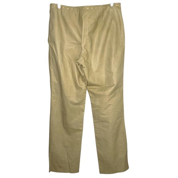 Banana Republic Leather Pants Womens Size 12 Cream Beige Preppy Pull On Rodeo - Picture 2 of 10